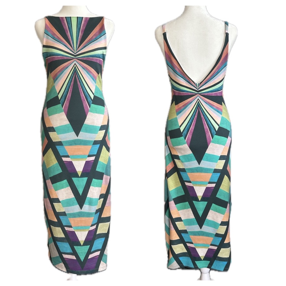 Mara Hoffman Prism V-Back Dress in Teal Multi